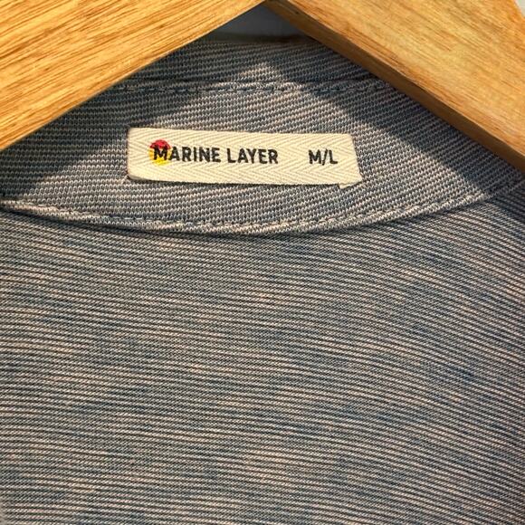 Marine Layer Space Dye Split Neck Short Sleeve Polo Shirt - size M/L - Picture 3 of 6